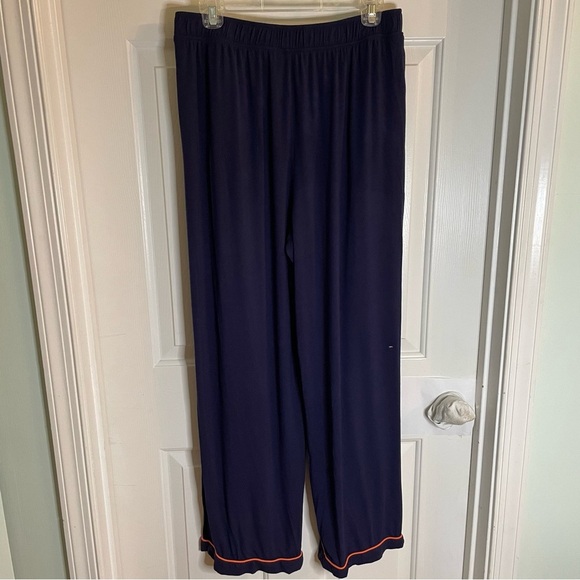 Anthropologie Navy Blue Wide Leg Pants Size Medium lounge sleepwear preppy - Picture 5 of 7